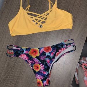 yellow/flower bottoms bikini